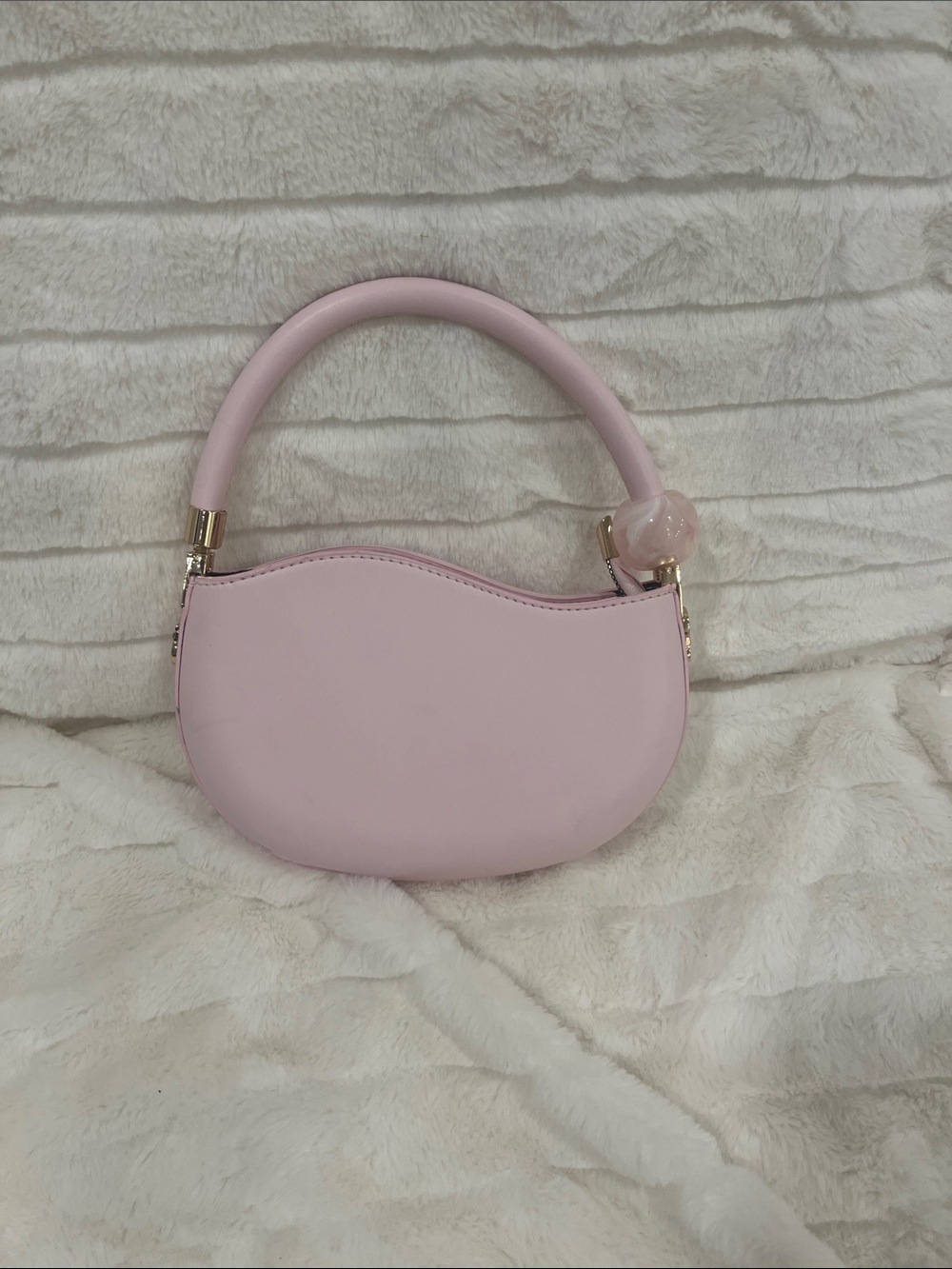 Melie Bianco Blush Pink Mini Top-Handle Bag with Charm